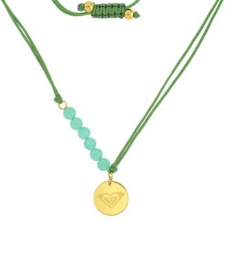 Waterproof Yellow Heart Green Aventurine Adjustable Necklace
