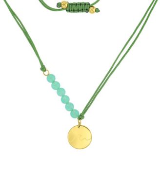 Waterproof Yellow Wave Green Aventurine Adjustable Necklace
