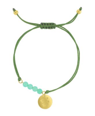 Waterproof Yellow Hibiscus Disc Green Aventrine Adjustable Bracelet