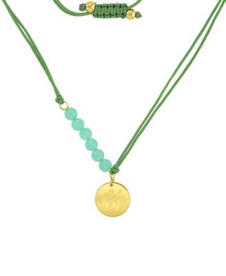 Waterproof Yellow Hibiscus Green Aventurine Adjustable Necklace