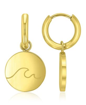 Waterproof Yellow 24mm Heart Wave Huggie Earrings
