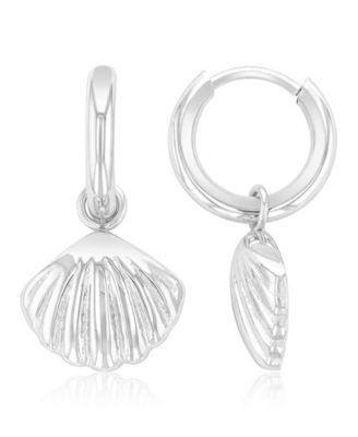 Waterproof Platinum 24mm Seashell Huggie Earrings