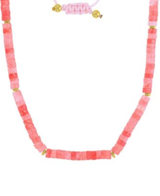 Roxy Waterproof Yellow Beads Labradorite Adjustable Necklace - Gold Pink 128$