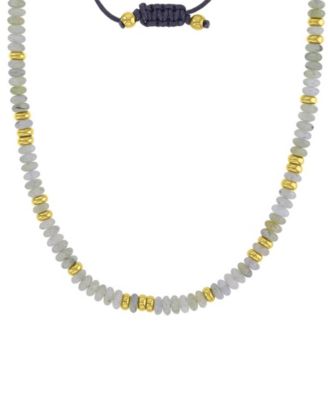 Roxy Waterproof Yellow Beads Labradorite Adjustable Necklace - Gold Black 170$