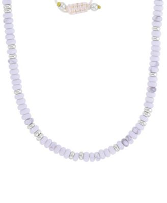 Roxy Waterproof Yellow Beads Labradorite Adjustable Necklace - Platinum White 128$