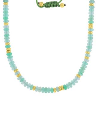 Waterproof Yellow Beads Green Aventurine Adjustable Necklace