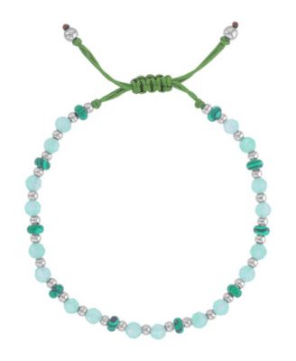 Waterproof Platinum Malachite Green Aventurine Adjustable Bracelet