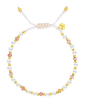 Waterproof Yellow Rhodonite Pearl Adjustable Bracelet