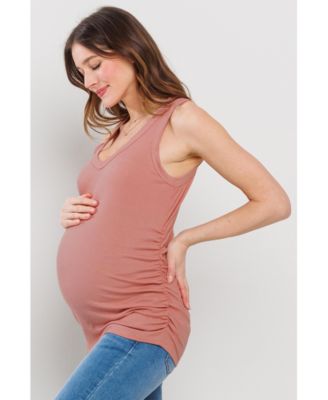 Maternity Side Ruched Ribbed Tank Top
