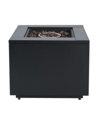 30 Inch Square Steel Fire Pit Table Black 40000 BTU Galvanized Steel Construction