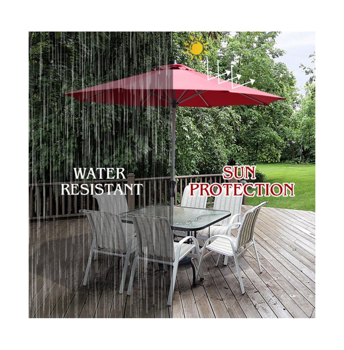 9 Feet Patio Outdoor Market Umbrella with Aluminum Pole without Weight Base
