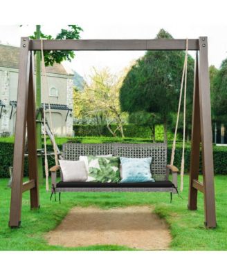 LUCKY ONE 2-Person Patio Wicker Hanging Swing Chair