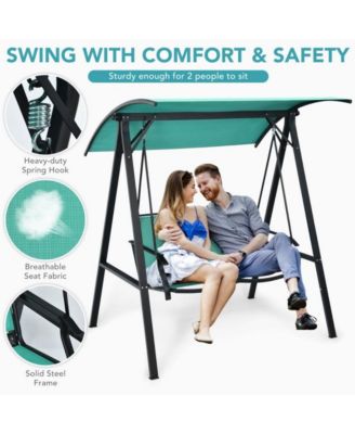 2 Person Patio Swing with Weather Resistant Glider and Adjustable Canopy