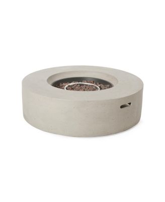 Outdoor 50,000 BTU Round MgO Concrete Propane Fire Pit, Light Grey (Tank Cover not Included)