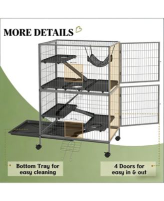 Mobile Cat Habitat on Wheels - A Secure, Roaming Home for Your Feline,Black