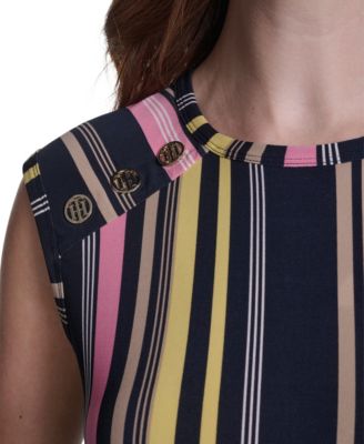 Women's Sleeveless Crewneck Stripe Top