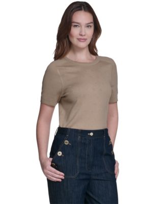 Women's Pointelle Short-Sleeve Sweater