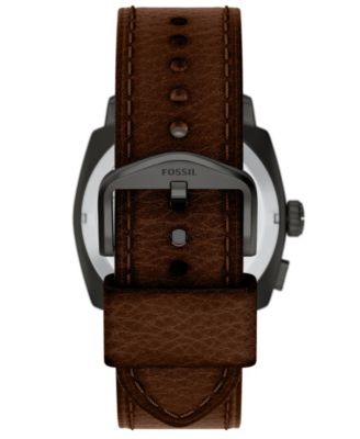 Men's Machine Big Tic Brown Leather Watch, 41mm