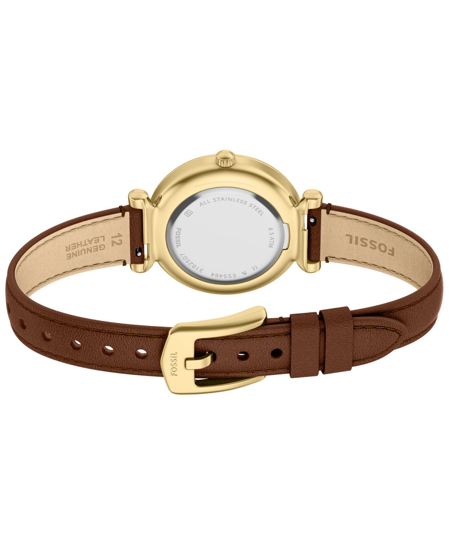 Женские часы Fossil Carlie Three-Hand Brown Leather Watch, 28mm — фото 6