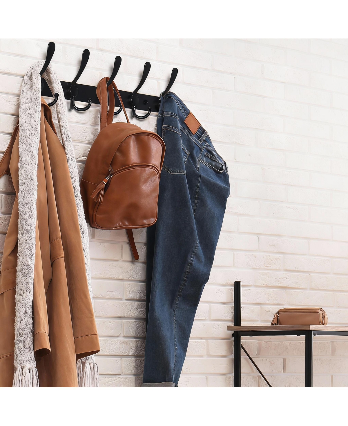 Yigii Stainless Steel 5-Hook Wall Rack for Coats & Towels