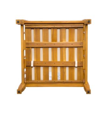 4 Piece Teak Finish Patio Conversation Set with Acacia Wood Frame Coffee Table Thick Cushions for Backyard Porch Balcony