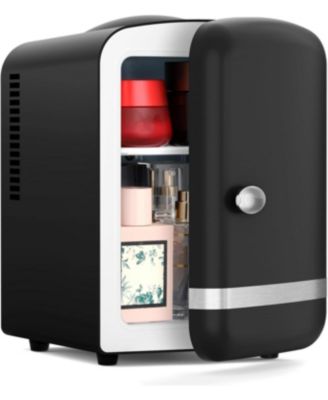 Retro Mini Fridge, Compact Refrigerator with 4L Capacity/6 Cans Cooler & Warmer, Removable Shelf for Skincare, Beverages, Cosmetics