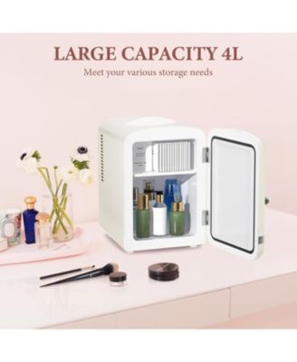 Retro Mini Fridge, Compact Refrigerator with 4L Capacity/6 Cans Cooler & Warmer, Removable Shelf for Skincare, Beverages, Cosmetics