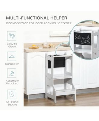 Kids Kitchen Helper Stool with Chalkboard Convertible Table Design