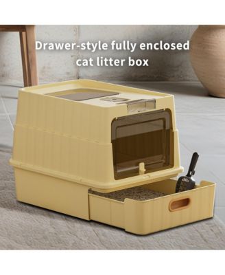 Easy-Clean Cat Litter Box with Pull-Out Drawer