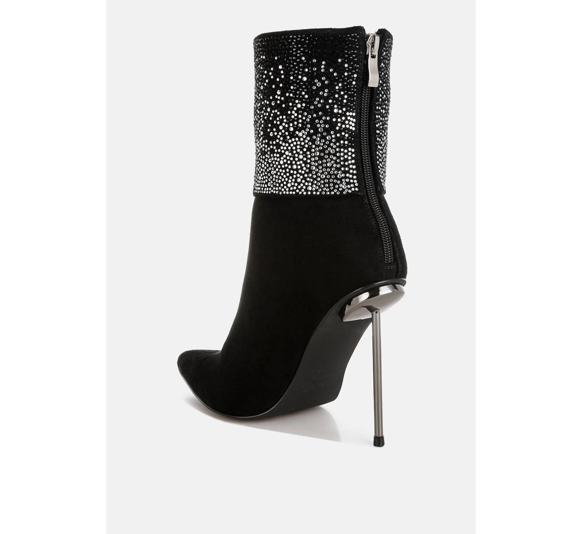 Podstar Rhinestones Embellished Foldover Boots