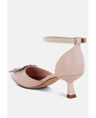 Womens Onkana Diamante Brooch Kitten Heel Sandals