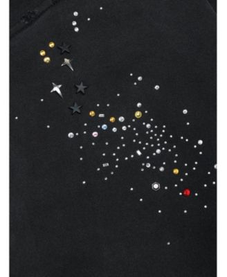 Women's Rhinestone Boxy Zip Up V302 Hoodie