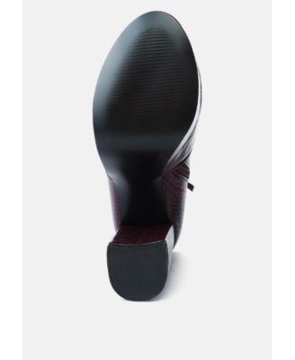 Womens Feral High Heeled Croc Pattern Ankle Boot