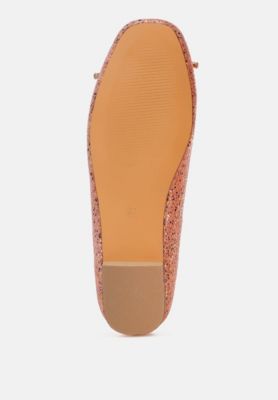 Rag and Co Womens Apollon Bow Detail Embossed Suede Ballerinas