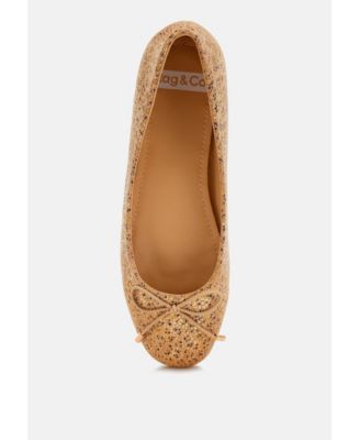 Womens Apollon Bow Detail Embossed Suede Ballerinas