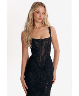 Women's Sequinned Lace Maxi Dress
