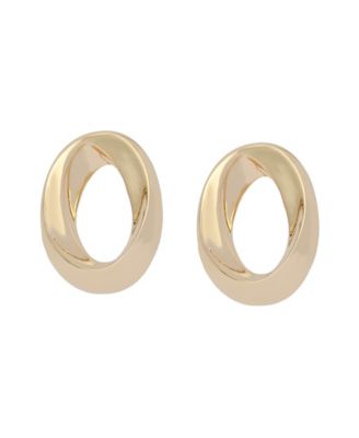 Gold Oval Twist Post Earrings