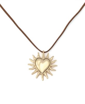 Gold Sunburst Heart Pendant Necklace