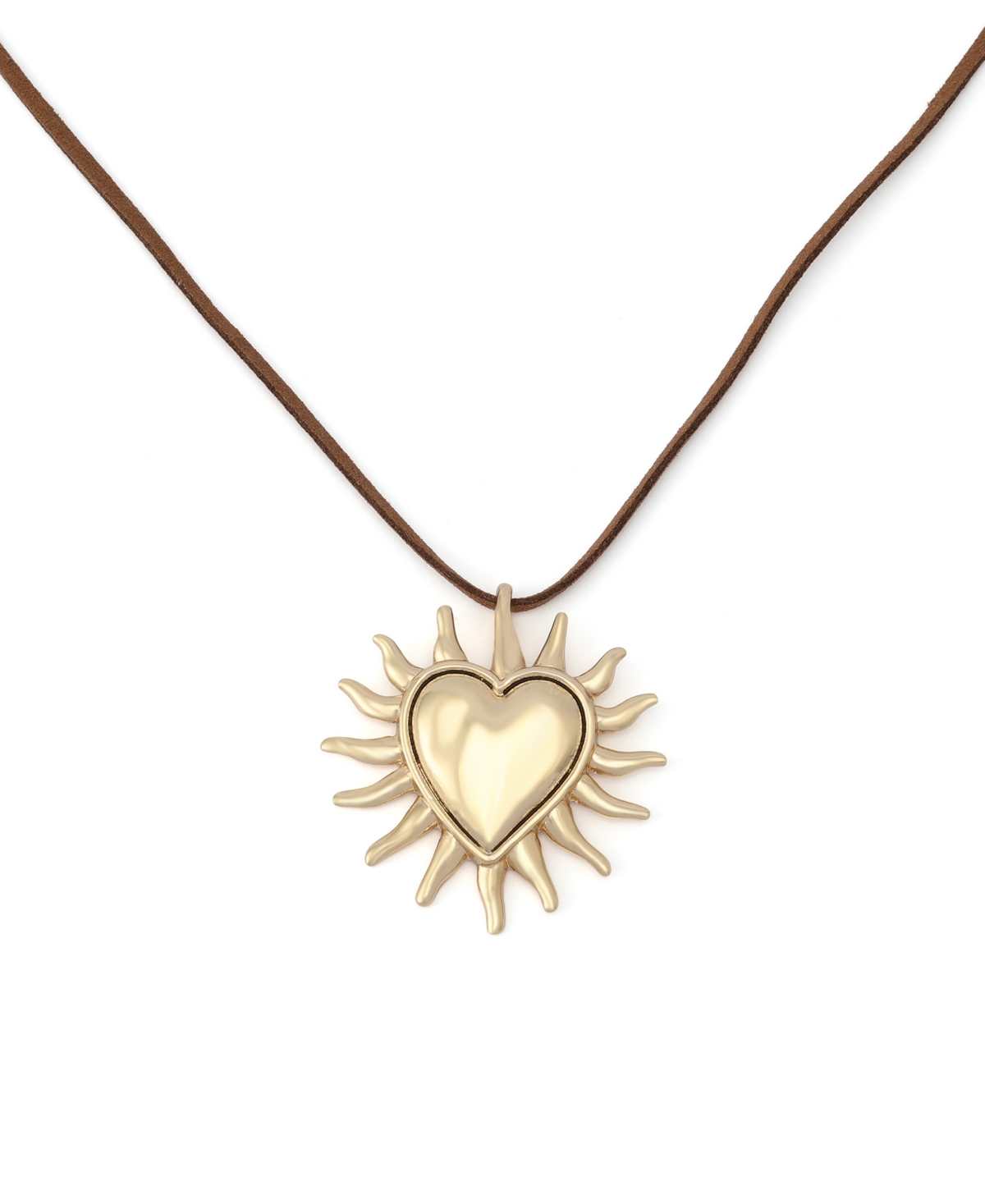 Steve Madden Gold Sunburst Heart Pendant Necklace