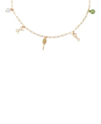 Faux Stone Tennis Charm Bib Necklace