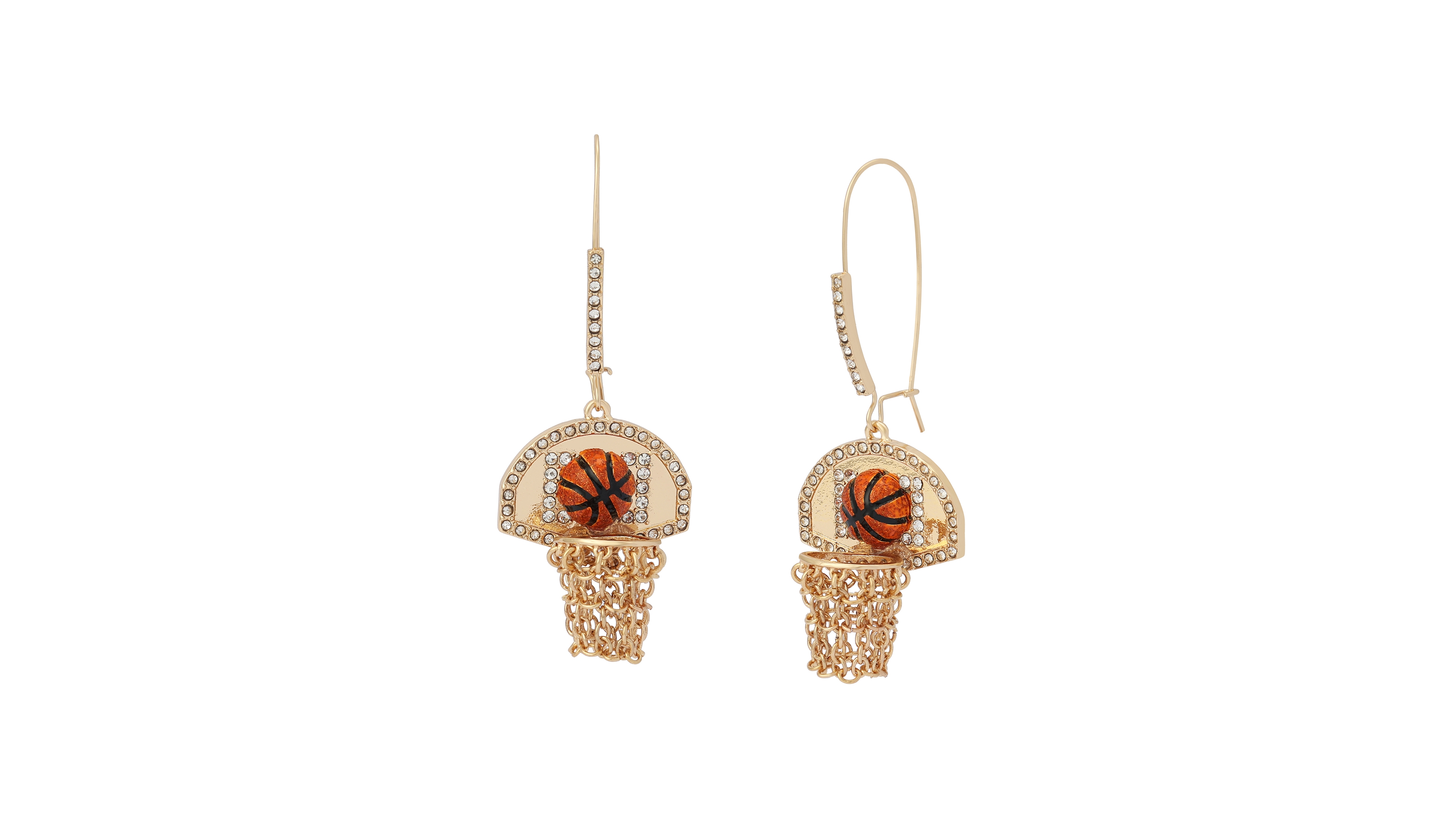 Betsey Johnson Faux Stone Basketball Dangle Earrings