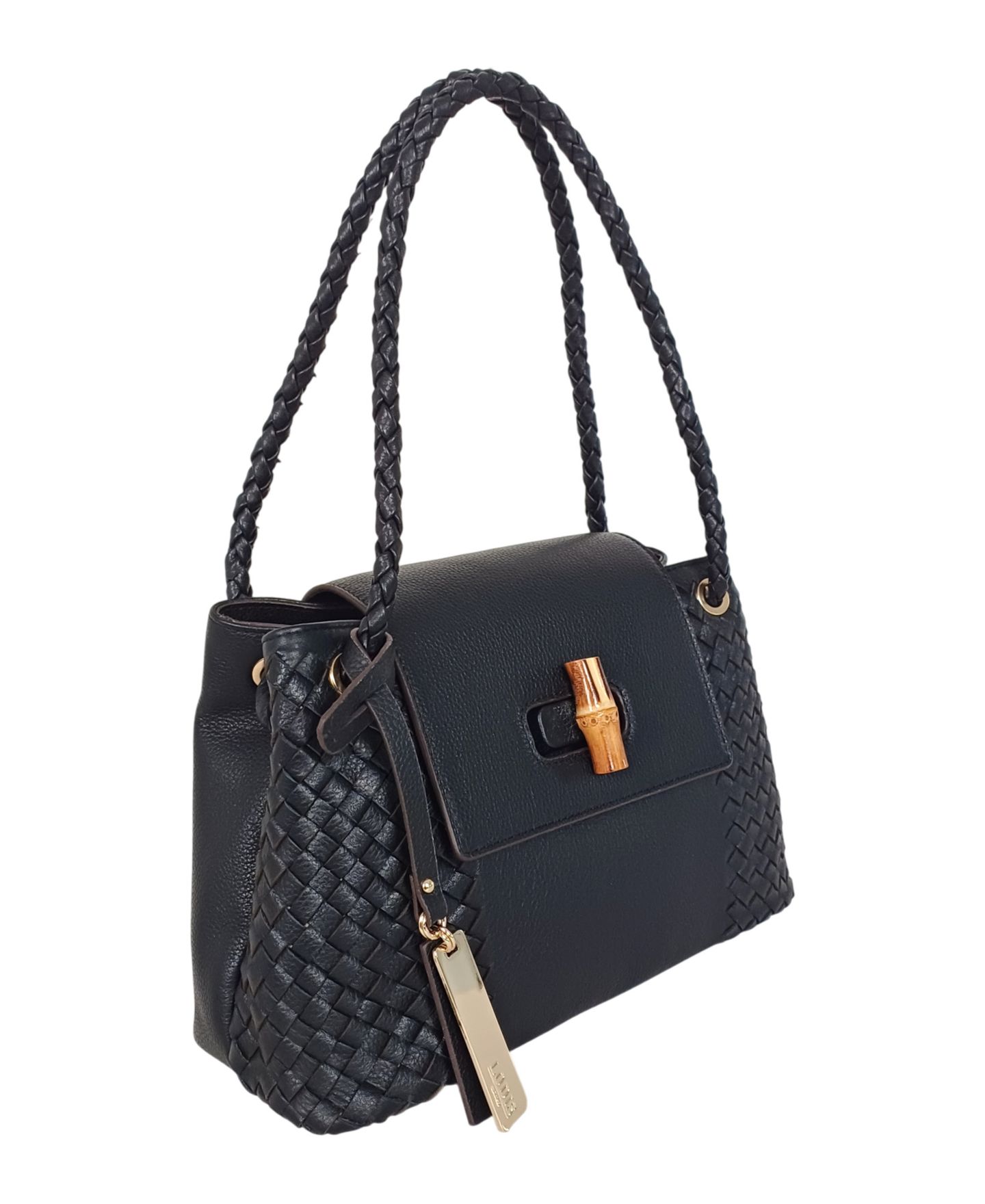 Женская сумка LODIS Sondra Woven Small Satchel, цвет: Чёрный — фото 3