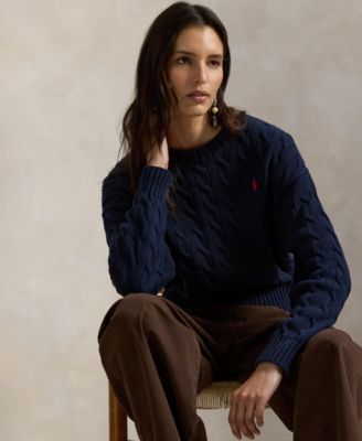 Women's Cable-Knit Cotton Crewneck Sweater