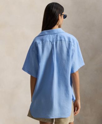Women's Woven Short-Sleeve Collared Top