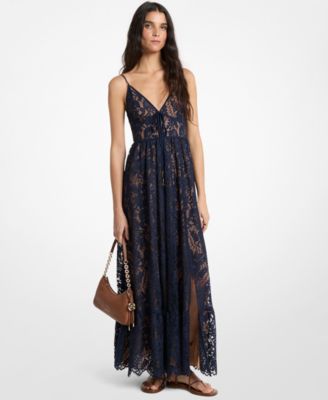fitted lace wedding dress Princesa Black Lace Drop Waist Maxi Dress - Xs Size - Women's Dresses main image 1