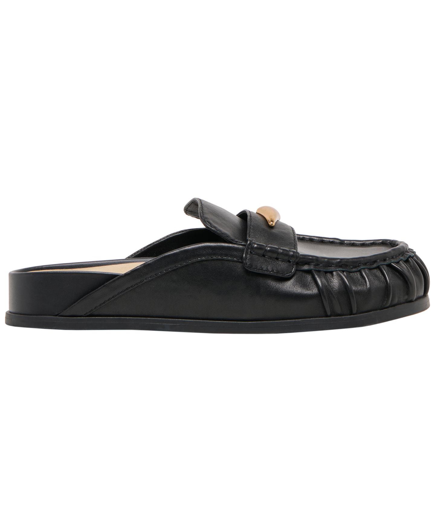 Женские сабо Dolce Vita Jordero Buckle Tailored Flat Mules, цвет: Чёрный кожаный — фото 2