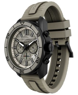 Armani Exchange Men's Quartz Chronograph Gray Silicone Watch, 44mm