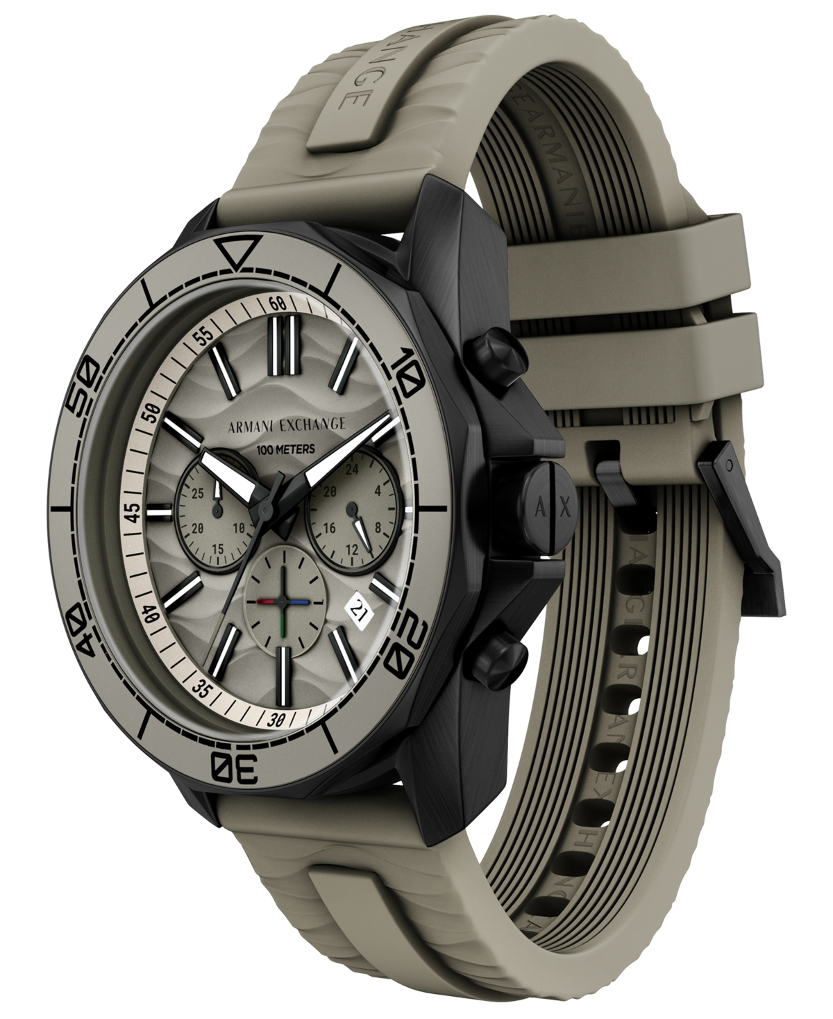 Armani Exchange Men's Quartz Chronograph Gray Silicone Watch, 44mm