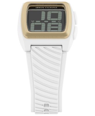 Armani Exchange Men's LCD White Silicone Watch, 42mm