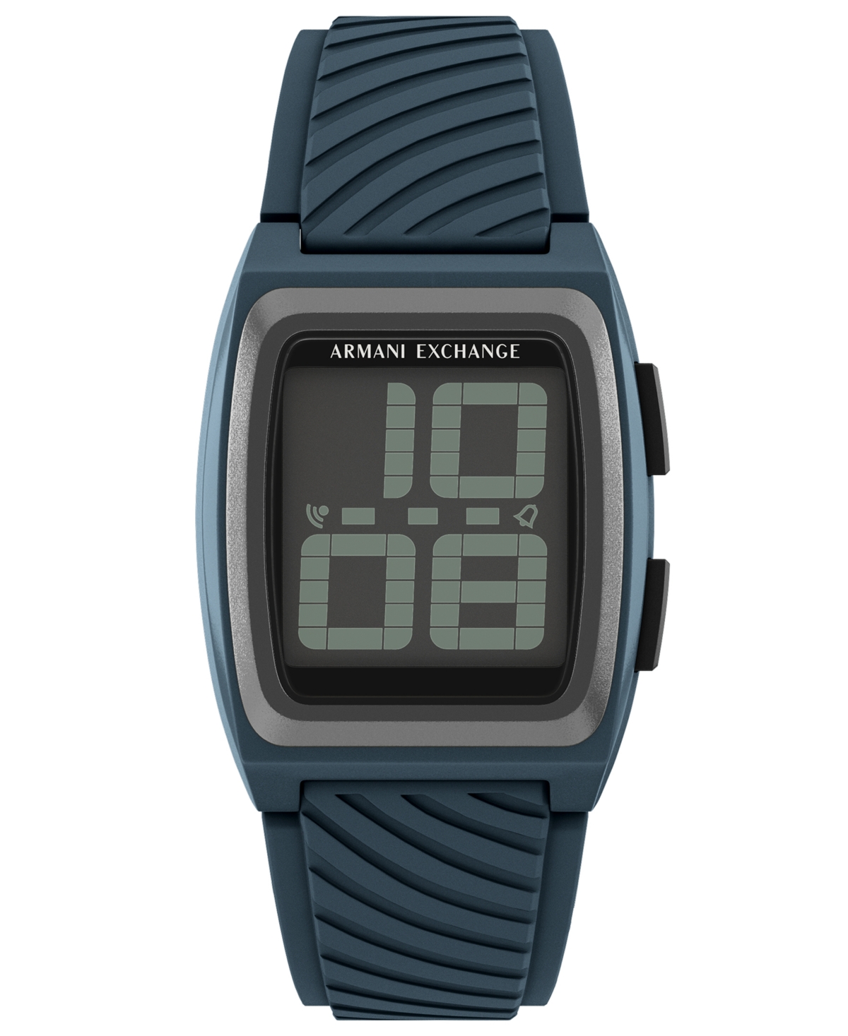 Armani Exchange Men's Lcd Blue Silicone Watch, 42mm